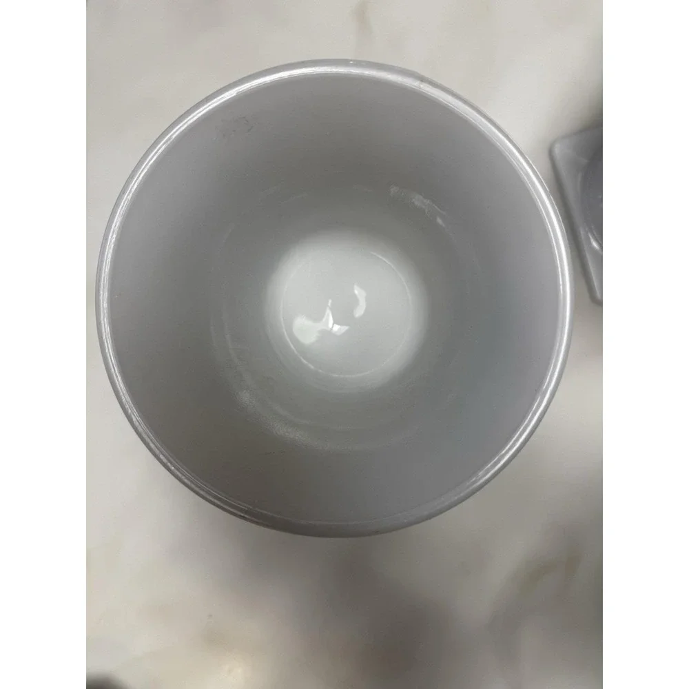Vintage Pair  E. O. Brody Large Footed White Milk Glass Vase‎ Cleveland Ohio USA